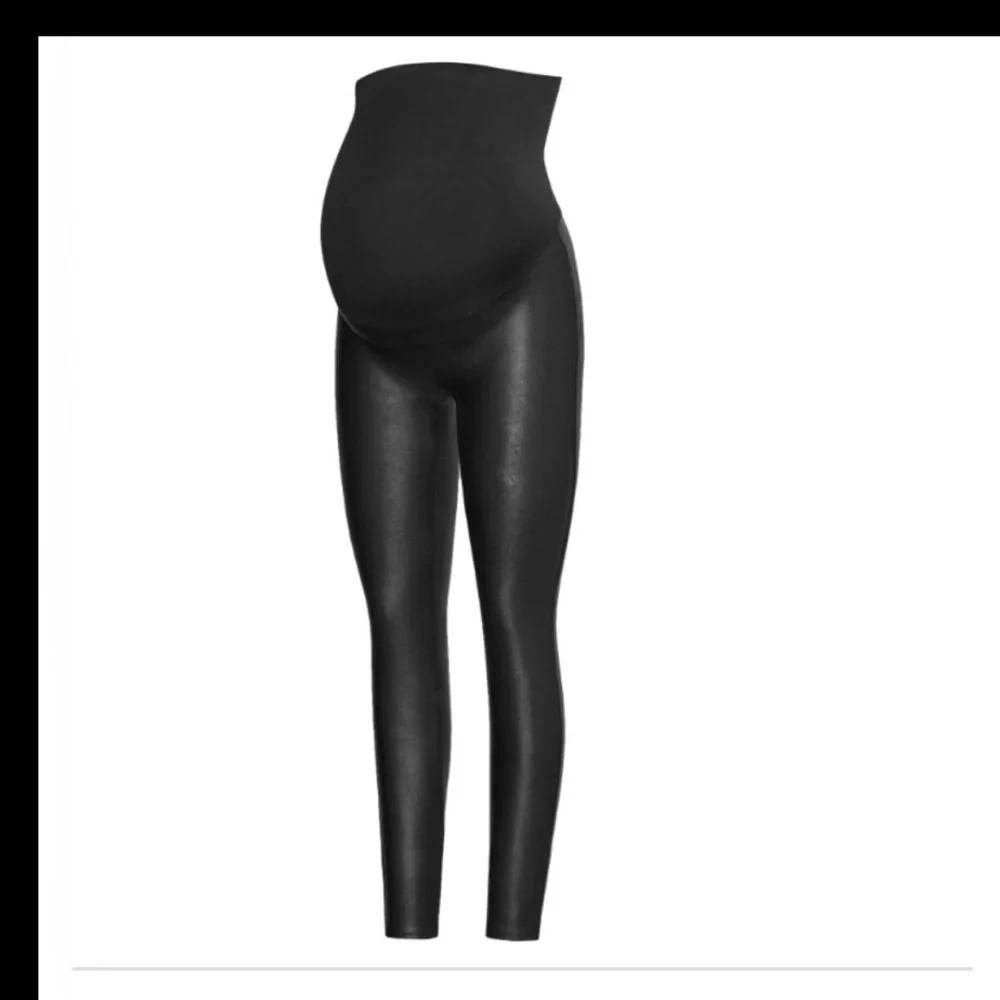 Span maternity Mama Faux Leather very black Leggings size large‎ brand new